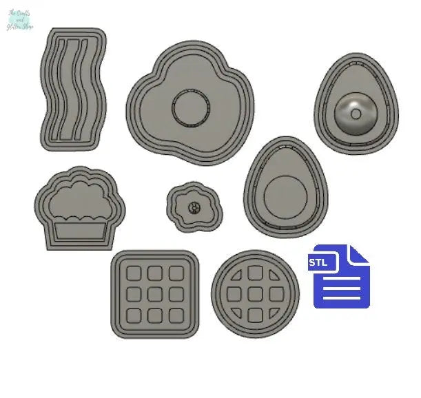 Breakfast Set with Mold Housing STL File - for 3D printing - FILE ONLY - diy freshies mold - The Crafts and Glitter Shop
