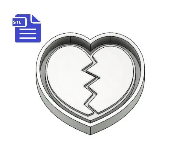 Broken Heart Mold Tray STL File