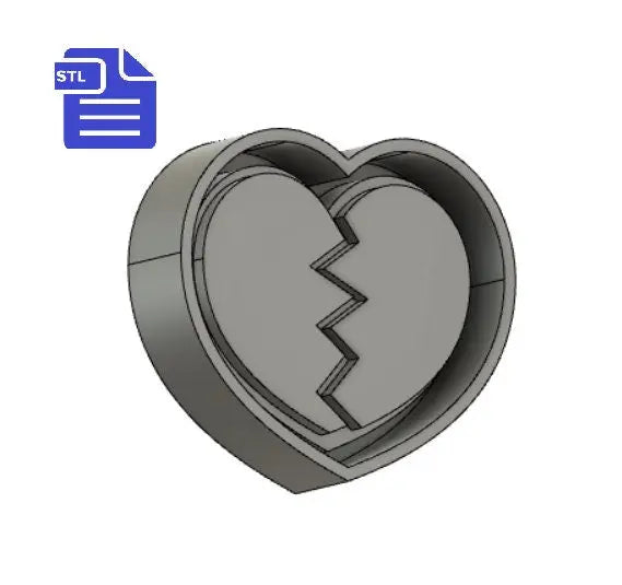 Broken Heart Mold Tray STL File
