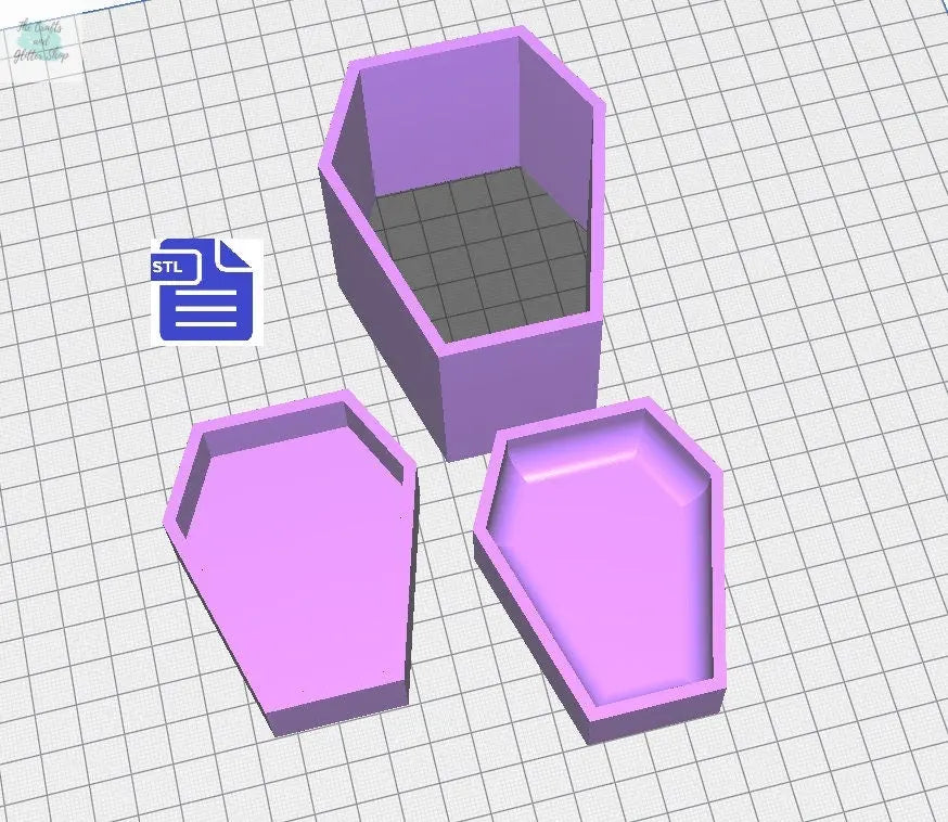 Bubble Coffin Bath Bomb Press Mold STL File - for 3D printing - FILE ONLY - 3 piece hand press bath bomb mold - shower steamer bar mould