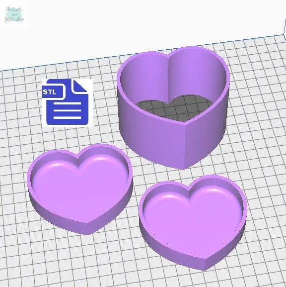 Bubble Heart Bath Bomb Mold STL File - for 3D printing - FILE ONLY - 3 piece Bath Bomb Press Mould - Shower Steamer - The Crafts and Glitter Shop