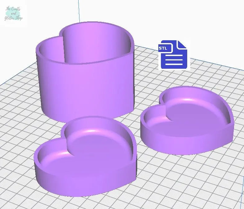 Bubble Heart Bath Bomb Mold STL File - for 3D printing - FILE ONLY - 3 piece Bath Bomb Press Mould - Shower Steamer - The Crafts and Glitter Shop
