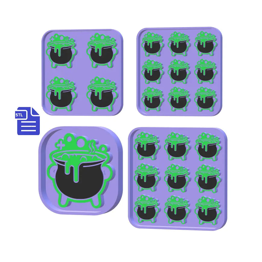 Bubbling Cauldron 1cm deep silicone mold Housing STL File - for 3D printing - FILE ONLY - with tray to make your own silicone molds - The Crafts and Glitter Shop