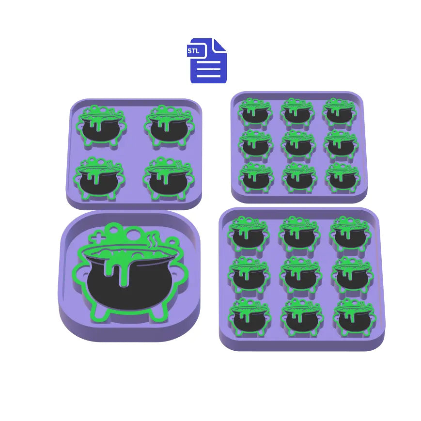 Bubbling Cauldron 1cm deep silicone mold Housing STL File - for 3D printing - FILE ONLY - with tray to make your own silicone molds - The Crafts and Glitter Shop