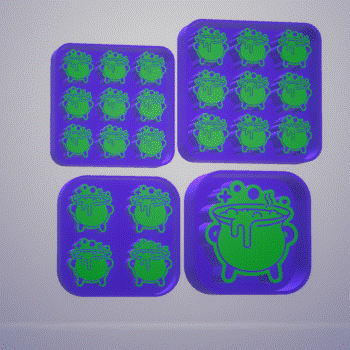 Bubbling Cauldron 3cm deep silicone mold Housing STL File - for 3D printing - FILE ONLY - with tray to make your own silicone molds - The Crafts and Glitter Shop