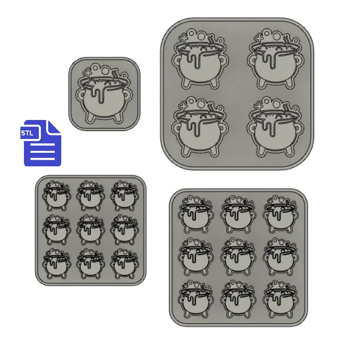 Bubbling Cauldron 3cm deep silicone mold Housing STL File - for 3D printing - FILE ONLY - with tray to make your own silicone molds - The Crafts and Glitter Shop