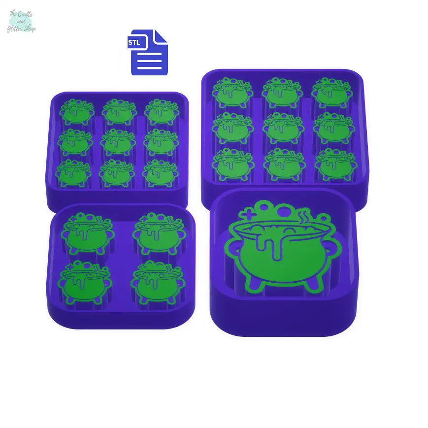 Bubbling Cauldron 3cm deep silicone mold Housing STL File - for 3D printing - FILE ONLY - with tray to make your own silicone molds - The Crafts and Glitter Shop