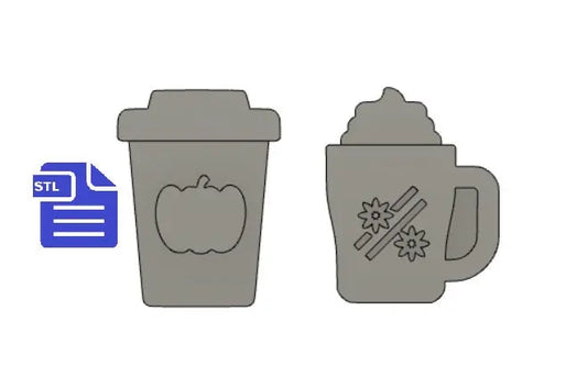 Cafe latte cups set STL File - for 3D printing - FILE ONLY - Pumpkin spice latte & Cinnamon spice latte - The Crafts and Glitter Shop