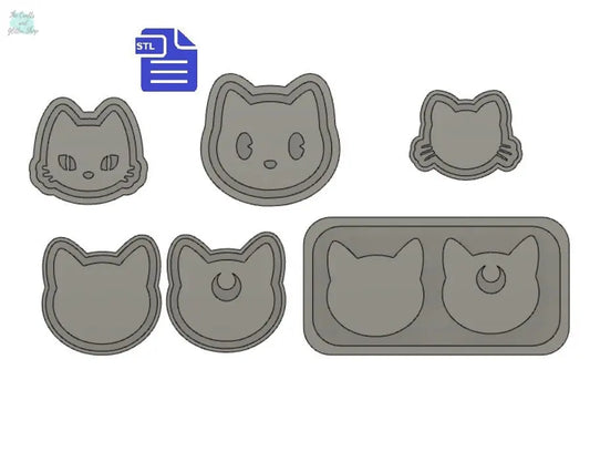 Cat Faces STL File - for 3D printing - FILE ONLY - all include a tray for silicone mold making - diy freshies mold - The Crafts and Glitter Shop