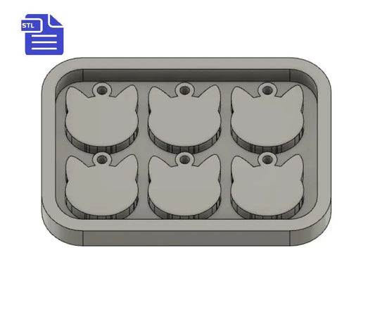 Cat Head with hoop STL File - for 3D printing - FILE ONLY - includes tray to make your own silicone molds - diy freshies mold