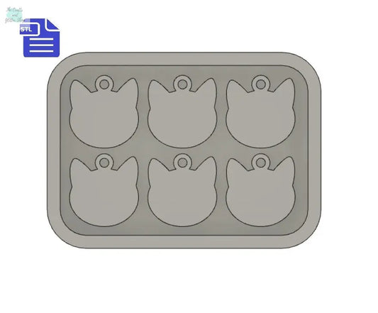 Cat Head with hoop STL File - for 3D printing - FILE ONLY - includes tray to make your own silicone molds - diy freshies mold - The Crafts and Glitter Shop