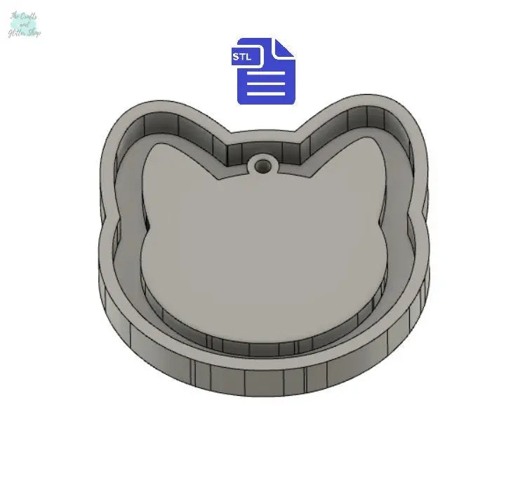 Cat Head with hoop STL File - for 3D printing - FILE ONLY - tray included for silicone mold making - diy freshies mold