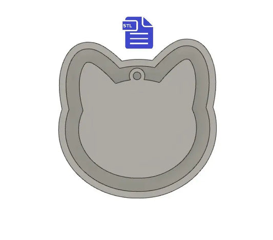 Cat Head with hoop STL File - for 3D printing - FILE ONLY - tray included for silicone mold making - diy freshies mold - The Crafts and Glitter Shop