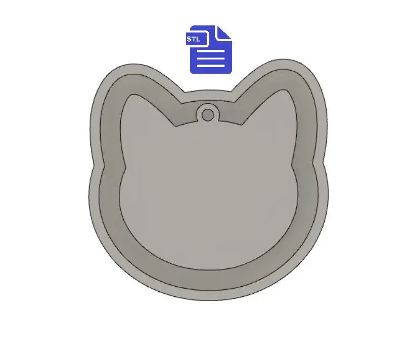 Cat Head with hoop STL File - for 3D printing - FILE ONLY - tray included for silicone mold making - diy freshies mold