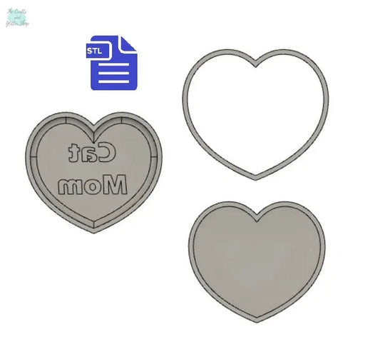 Cat Mom Bath Bomb Mold STL File - for 3D printing - FILE ONLY - 3 piece Pet Mother's Day Bath Bomb Mould Hand Press