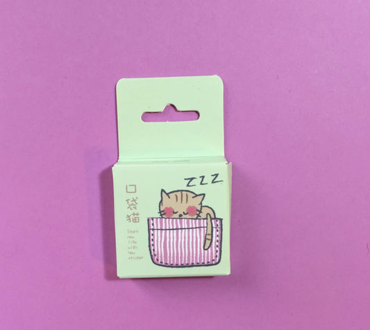 Cat in a Basket Sticker Flakes Box