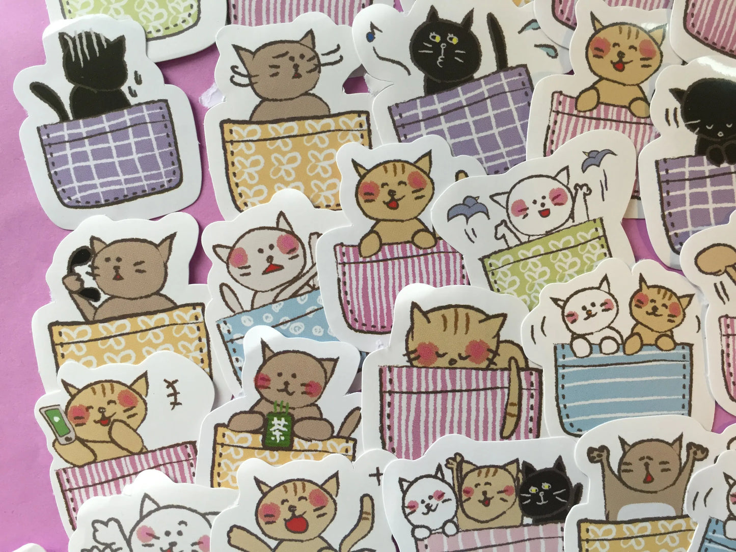 Cat in a Basket Sticker Flakes Box - 45 pieces The Crafts and Glitter Shop