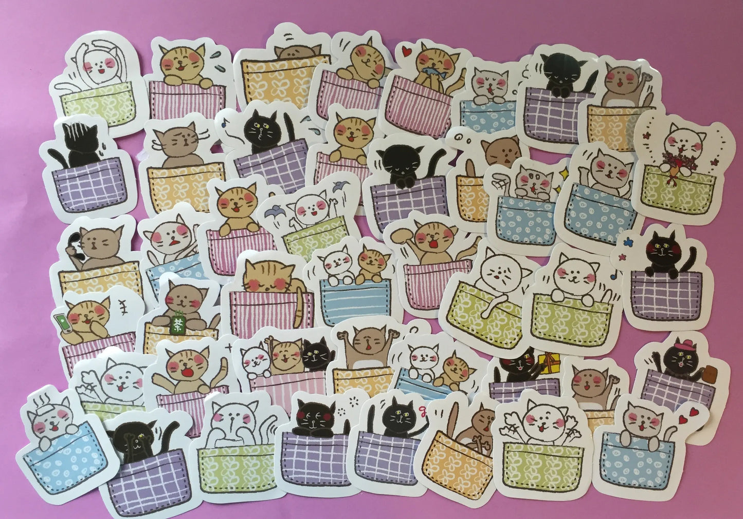 Cat in a Basket Sticker Flakes Box - 45 pieces The Crafts and Glitter Shop