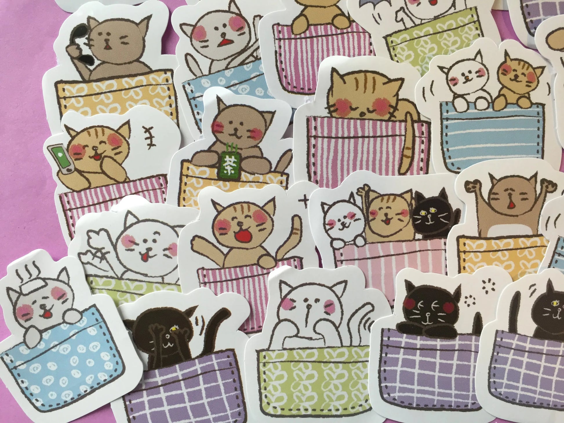 Cat in a Basket Sticker Flakes Box - 45 pieces The Crafts and Glitter Shop