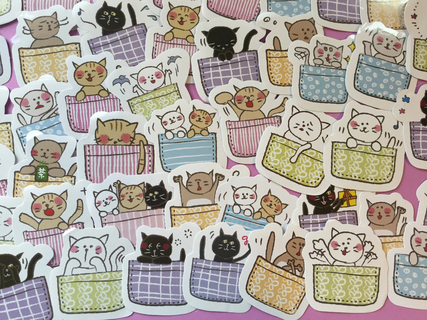 Cat in a Basket Sticker Flakes Box - 45 pieces The Crafts and Glitter Shop