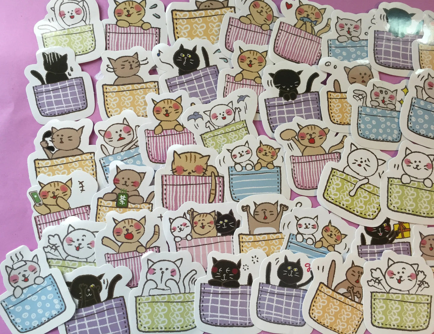 Cat in a Basket Sticker Flakes Box - 45 pieces The Crafts and Glitter Shop