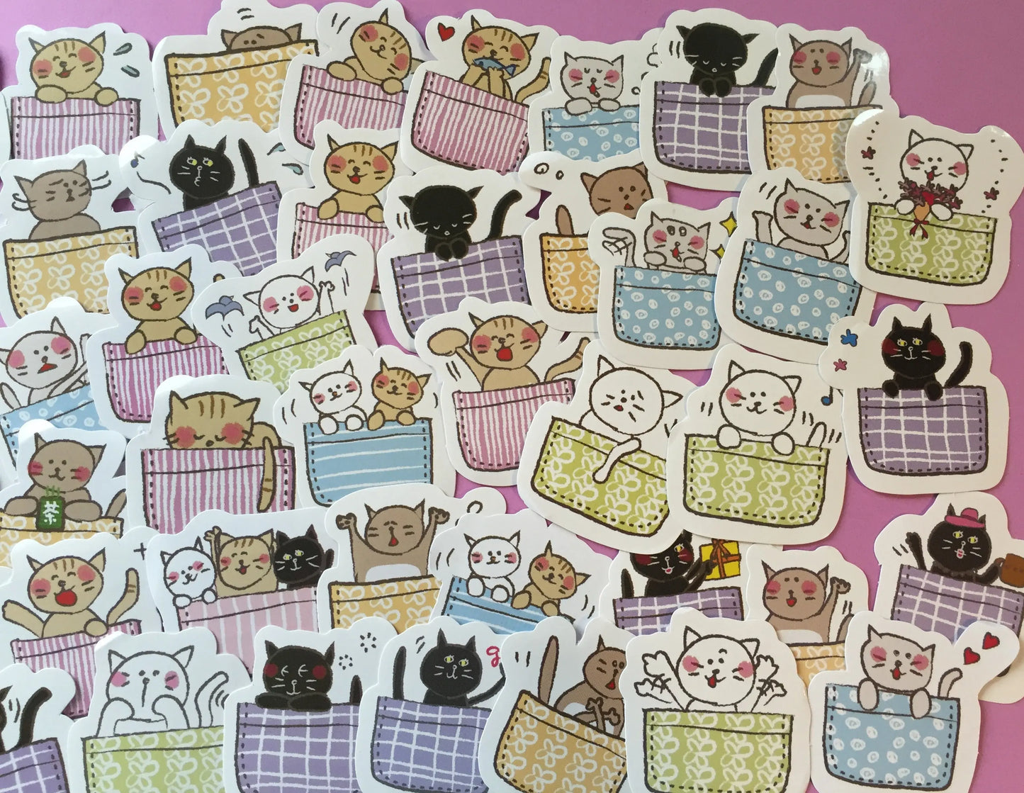 Cat in a Basket Sticker Flakes Box - 45 pieces The Crafts and Glitter Shop