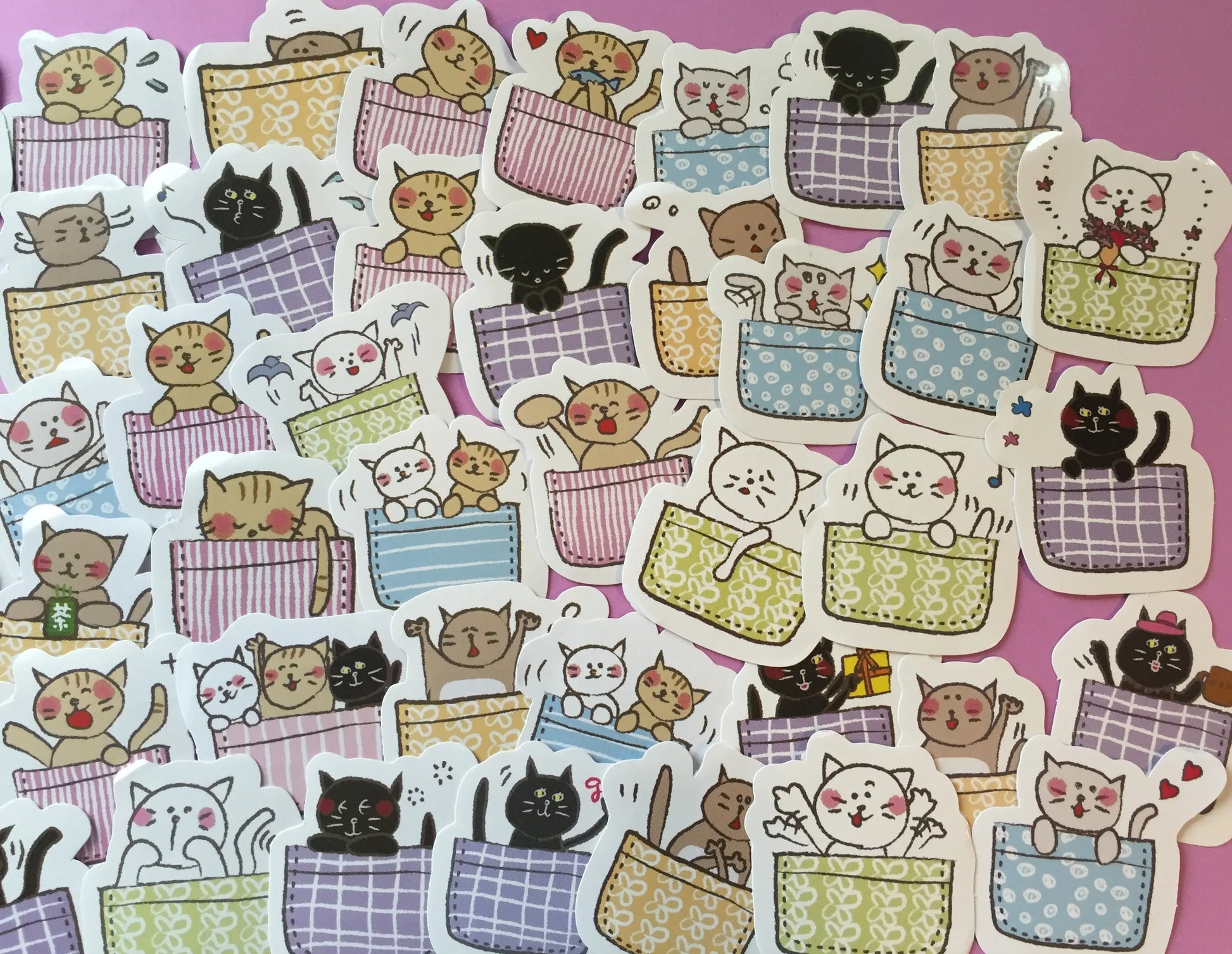 Cat in a Basket Sticker Flakes Box - 45 pieces The Crafts and Glitter Shop