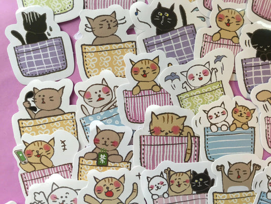 Cat in a Basket Sticker Flakes Box