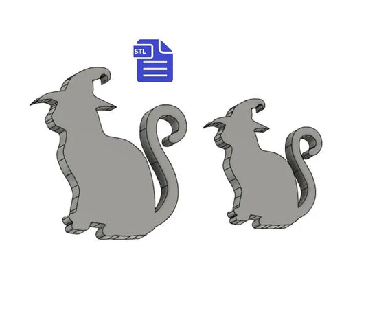 Cat with Witch Hat STL File - for 3D printing - FILE ONLY - The Crafts and Glitter Shop