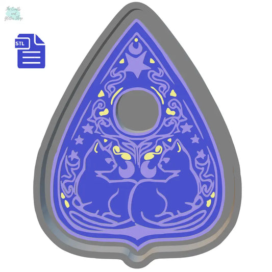 Cats Planchette Silicone Mold Housing STL File - for 3D printing - FILE ONLY - with tray to make your own silicone molds - The Crafts and Glitter Shop