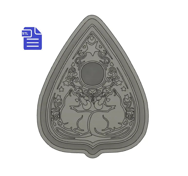 Cats Planchette Silicone Mold Housing STL File - for 3D printing - FILE ONLY - with tray to make your own silicone molds - The Crafts and Glitter Shop