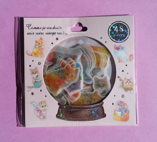 Cats Sticker Flakes Pack - 48 pieces The Crafts and Glitter Shop