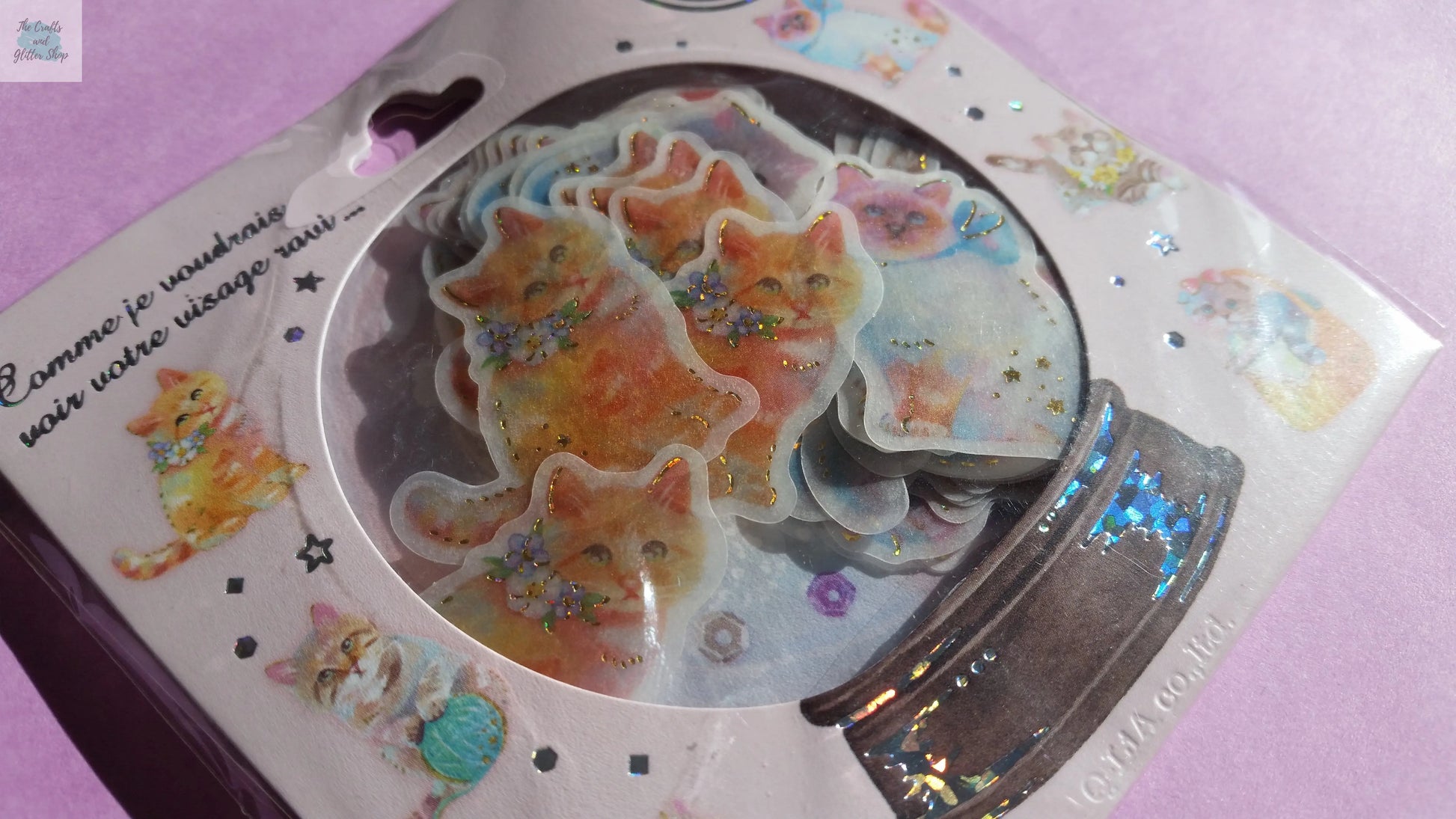 Cats Sticker Flakes Pack - 48 pieces The Crafts and Glitter Shop