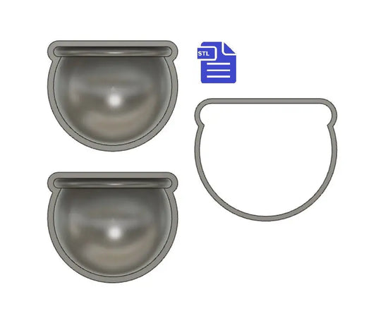 Cauldron Bath Bomb Mold STL File - for 3D printing - FILE ONLY - Witch Cauldron Bath Bomb Press Shower Steamer - The Crafts and Glitter Shop