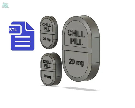 Chill Pill 20mg STL File - for 3D printing - FILE ONLY - Medication Drugs Nurse Doctor - The Crafts and Glitter Shop