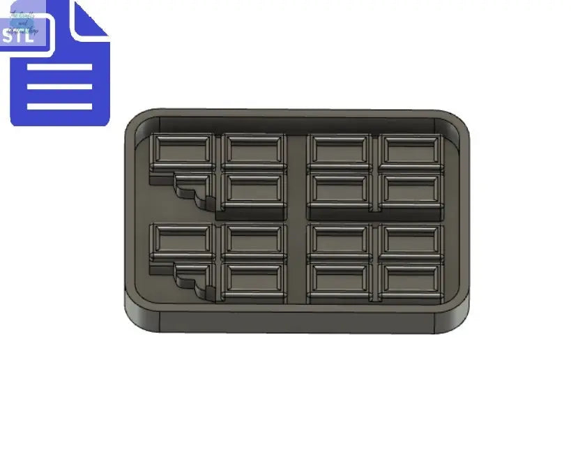 Chocolate Bar STL File - for 3D printing - FILE ONLY - Bitten Chocolate and Whole Chocolate Bars for silicone mold making - The Crafts and Glitter Shop