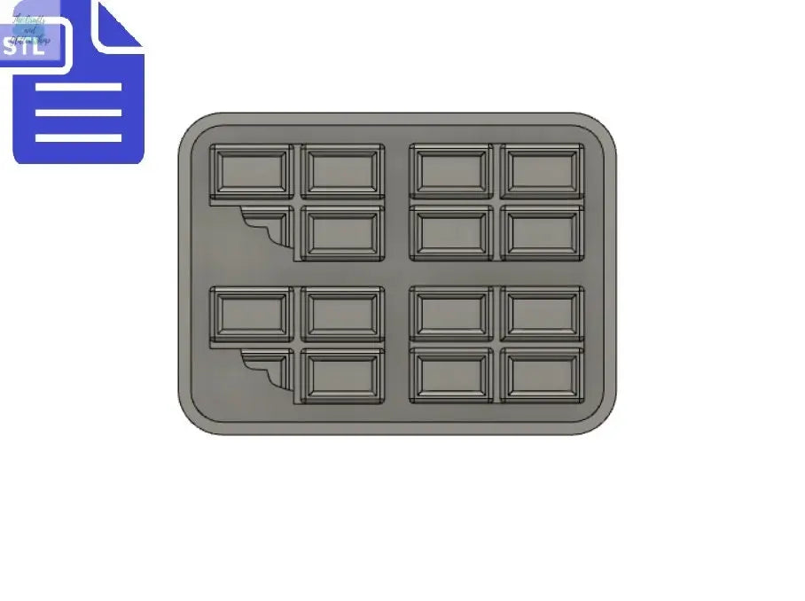 Chocolate Bar STL File - for 3D printing - FILE ONLY - Bitten Chocolate and Whole Chocolate Bars for silicone mold making