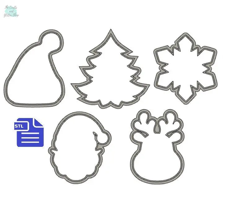 Christmas Set Cookie Cutter STL File - for 3D printing - FILE ONLY - Digital Download - The Crafts and Glitter Shop