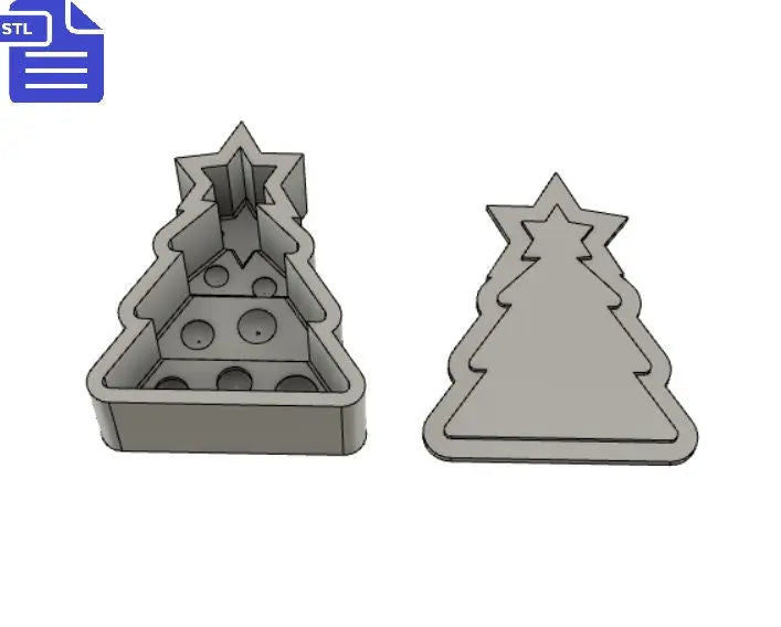 Christmas Tree Bath Bomb Mold STL File - for 3D printing - FILE ONLY - Xmas Tree with baubles Bath Bomb Press Mould Shower Steamer
