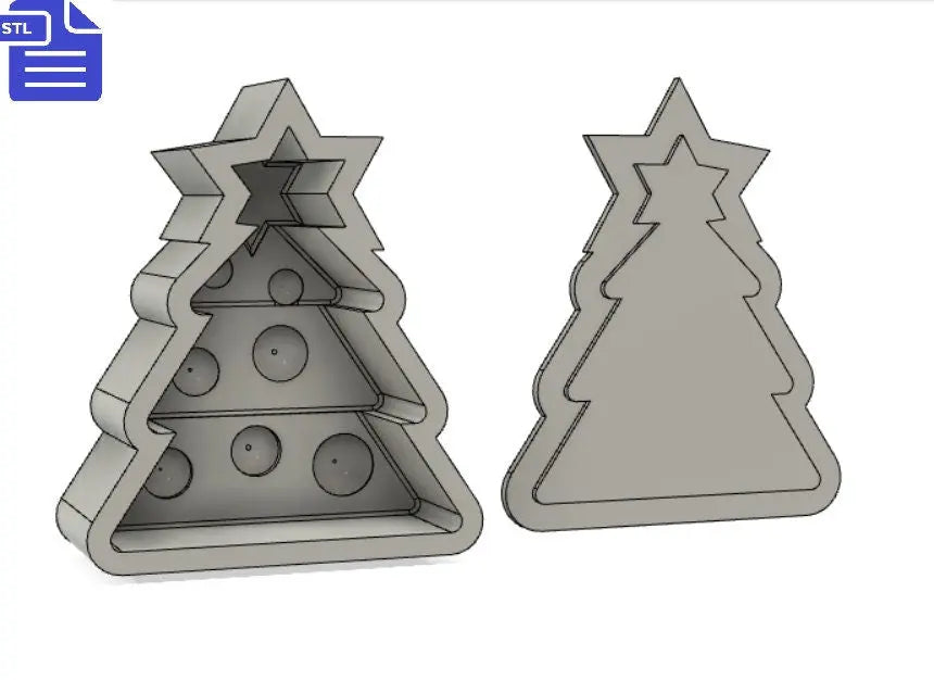 Christmas Tree Bath Bomb Mold STL File - for 3D printing - FILE ONLY - Xmas Tree with baubles Bath Bomb Press Mould Shower Steamer