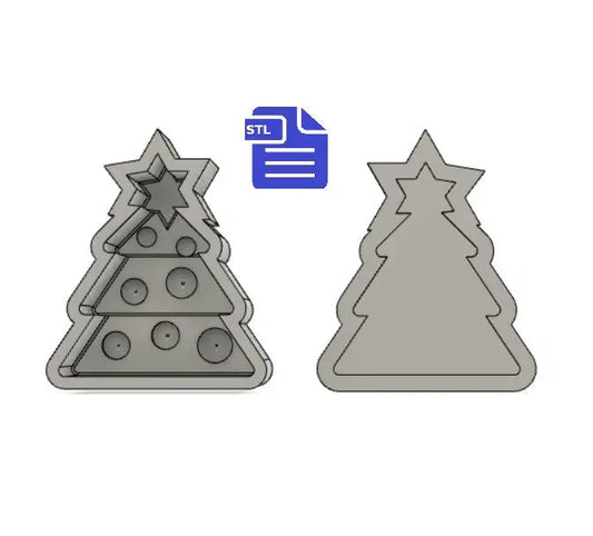 Christmas Tree Bath Bomb Mold STL File - for 3D printing - FILE ONLY - Xmas Tree with baubles Bath Bomb Press Mould Shower Steamer - The Crafts and Glitter Shop