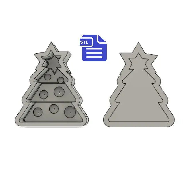 Christmas Tree Bath Bomb Mold STL File - for 3D printing - FILE ONLY - Xmas Tree with baubles Bath Bomb Press Mould Shower Steamer