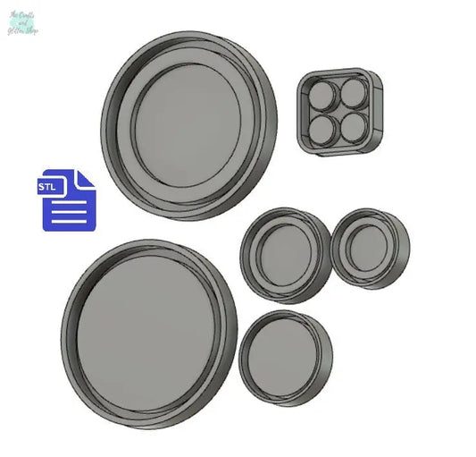 Circles STL File - for 3D printing - FILE ONLY - all come with a tray for silicone mold making - includes a mix circles and circle shakers