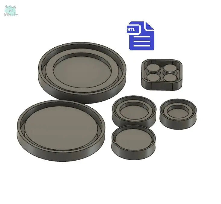 Circles STL File - for 3D printing - FILE ONLY - all come with a tray for silicone mold making - includes a mix circles and circle shakers