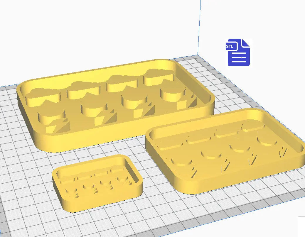 Cloud Raindrop Thunderbolt Silicone Mold Housing STL File - for 3D printing - FILE ONLY - with tray to make your own silicone molds - The Crafts and Glitter Shop