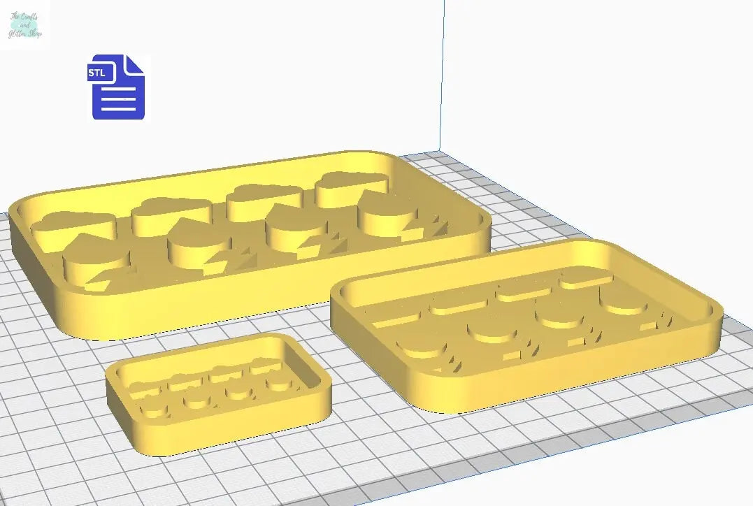 Cloud Raindrop Thunderbolt Silicone Mold Housing STL File - for 3D printing - FILE ONLY - with tray to make your own silicone molds - The Crafts and Glitter Shop