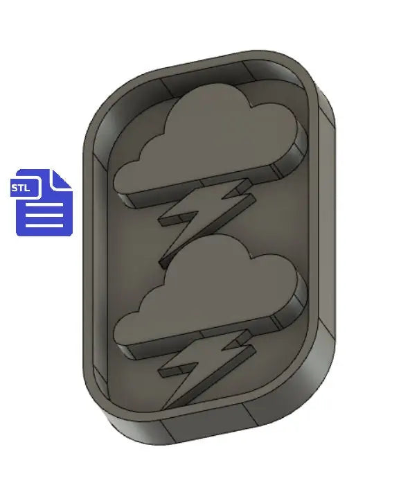 Cloud with Thunderbolt STL File - for 3D printing - FILE ONLY - tray included to make silicone molds - diy freshies mold