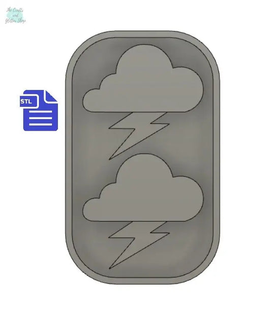 Cloud with Thunderbolt STL File - for 3D printing - FILE ONLY - tray included to make silicone molds - diy freshies mold - The Crafts and Glitter Shop