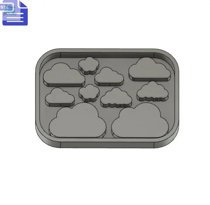 Clouds STL File - for 3D printing - FILE ONLY - tray included to make silicone molds - diy freshies mold