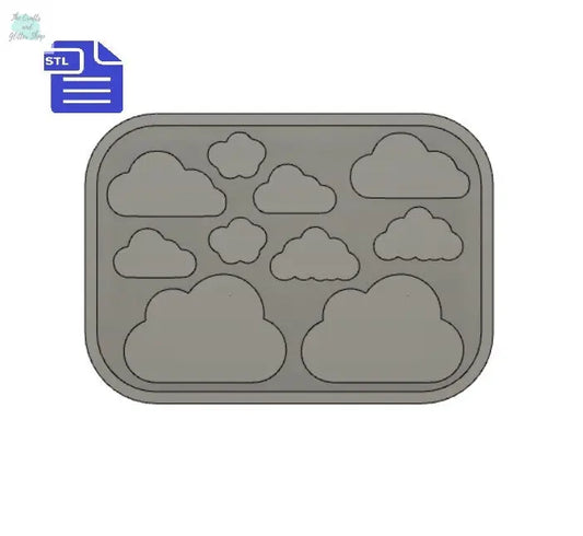 Clouds STL File - for 3D printing - FILE ONLY - tray included to make silicone molds - diy freshies mold